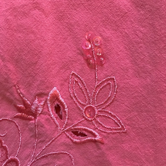 Essentials Maggie Short Sleeve Blouse NEW Plus Size 18W 20W 2X Pink Embroidered - Picture 8 of 8